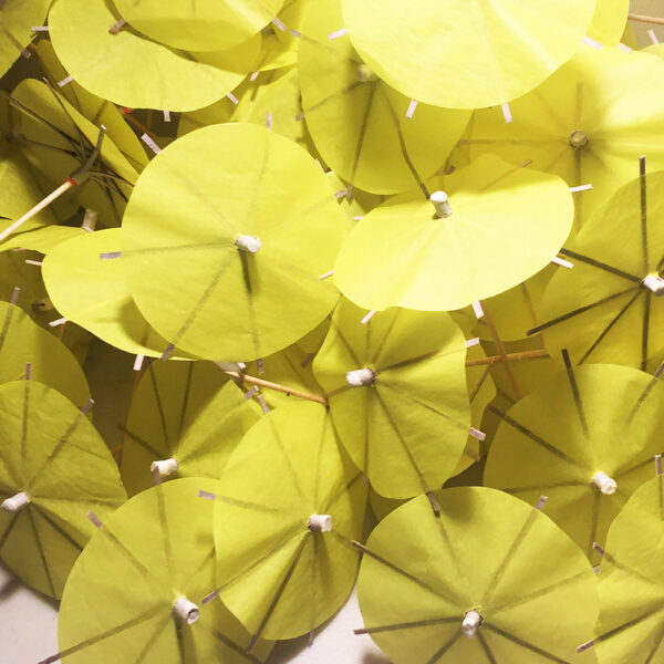 Neon Yellow Cocktail Umbrellas Open Collage