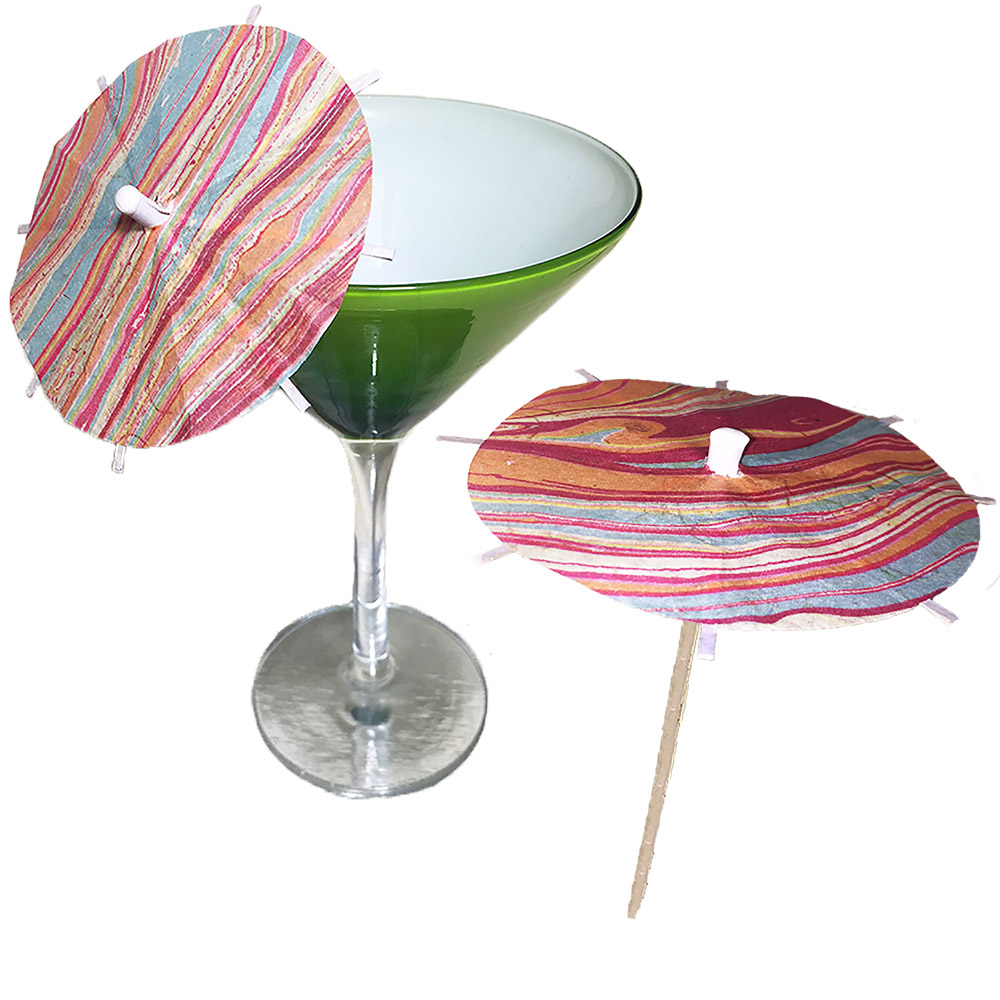 Seaside Marble Cocktail Umbrellas