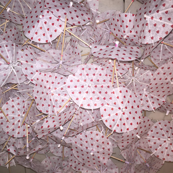 Valentine's Hearts Cocktail Umbrellas Open Collage
