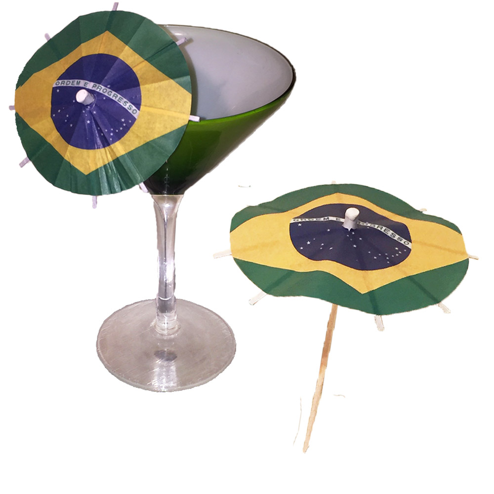 Brazil Flag Cocktail Umbrellas