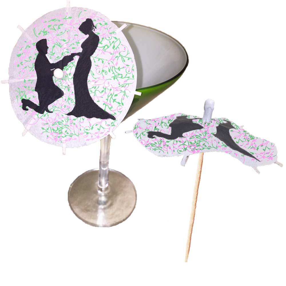Wedding Engagement Cocktail Umbrellas