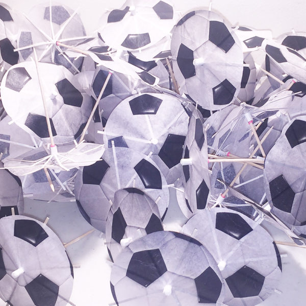 Soccer Ball Cocktail Umbrellas Open Collage