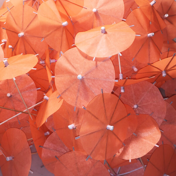 Neon Orange Cocktail Umbrellas Open Collage