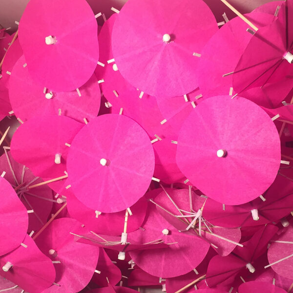 Neon Pink Cocktail Umbrellas Open Collage