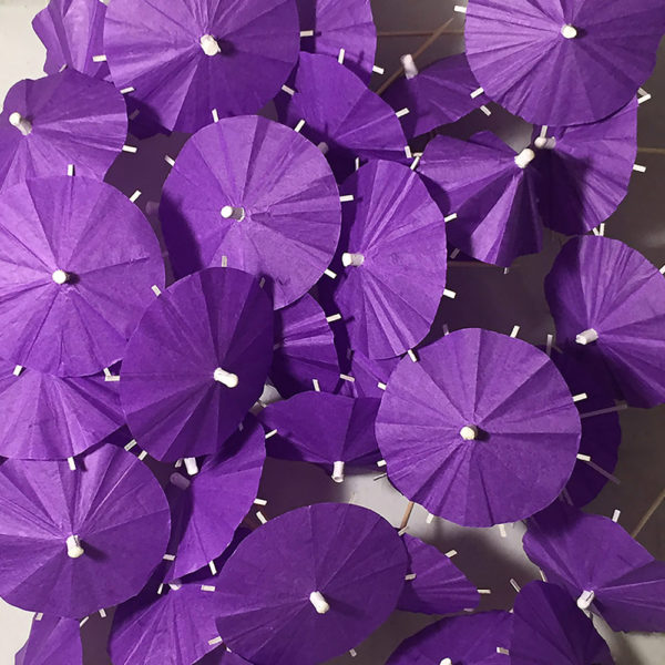 Unfolded Violet Purple Cocktail Umbrellas