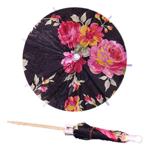 Roses on Black Cocktail Umbrellas