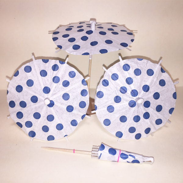 Blue Polka Dot Cocktail Umbrellas Group
