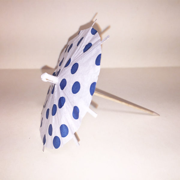Blue Polka Dot Cocktail Umbrellas Unfolded Angled