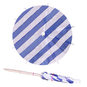 Blue White Stripe Cocktail Umbrellas