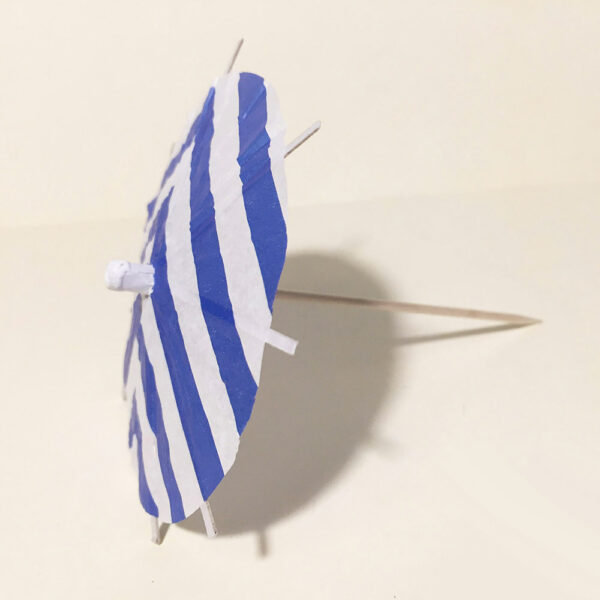 Blue & White Stripe Cocktail Umbrella Angled