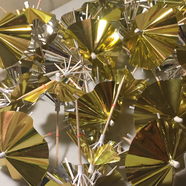 Gold Foil Cocktail Umbrellas Unfolded Collage