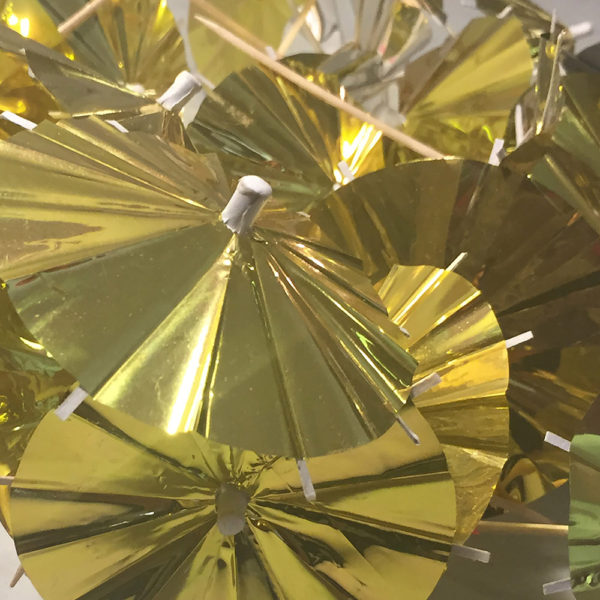 Gold Foil Cocktail Umbrellas Unfolded Stacked