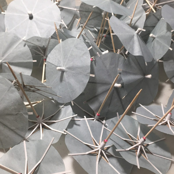 Open Grey Cocktail Umbrellas