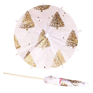 Gold Trees with Sparkles Christmas Cocktail Umbrellas