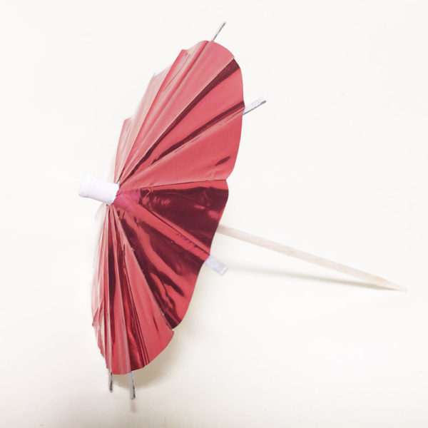 Red Foil Cocktail Umbrellas Angled