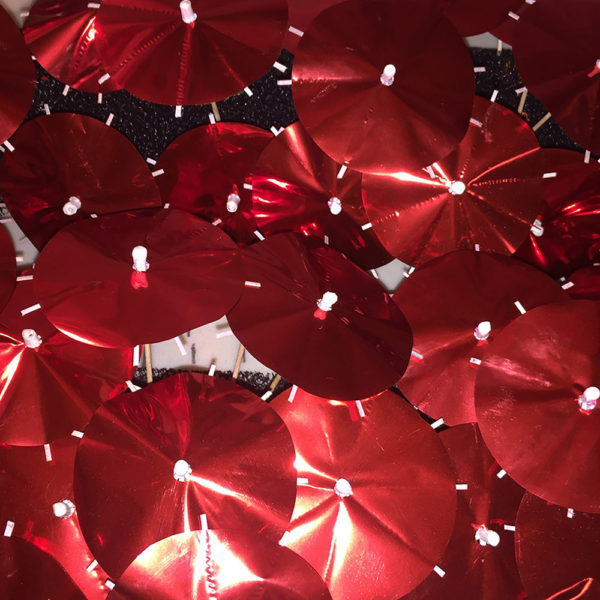 Red Foil Cocktail Umbrellas Open Aligned