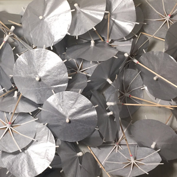 Satin Silver Cocktail Umbrellas Open Collage