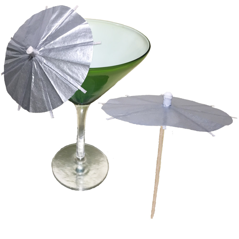 Satin Silver Cocktail Umbrellas