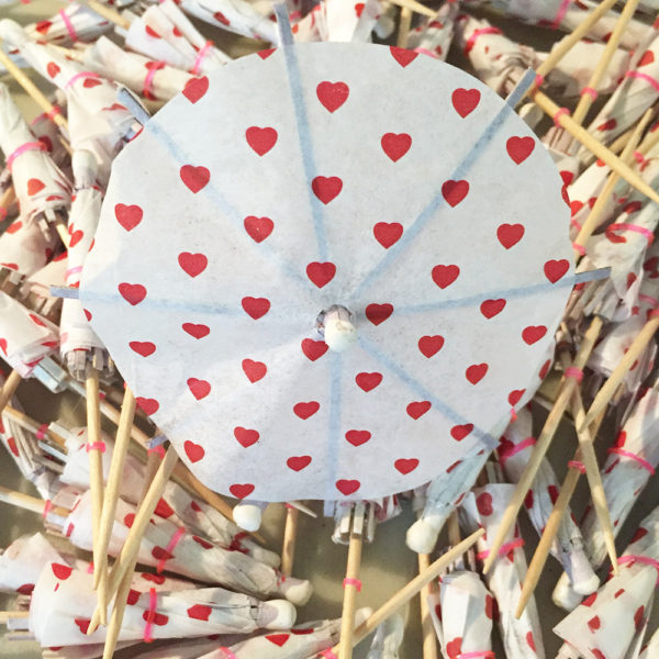 Valentine's Hearts Cocktail Umbrellas Open with Closed