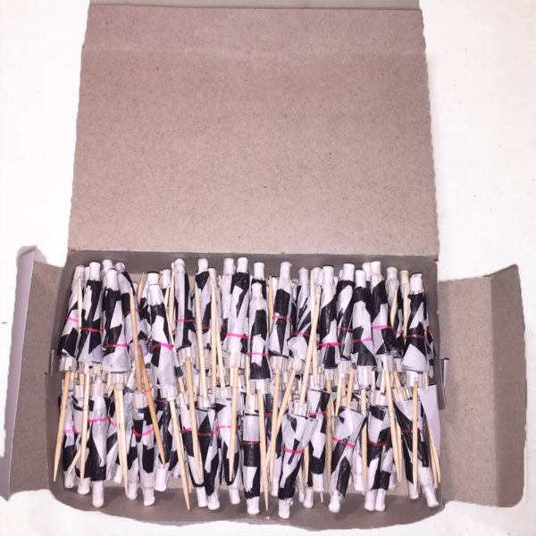 Black & White Stripe Cocktail Umbrellas Boxed