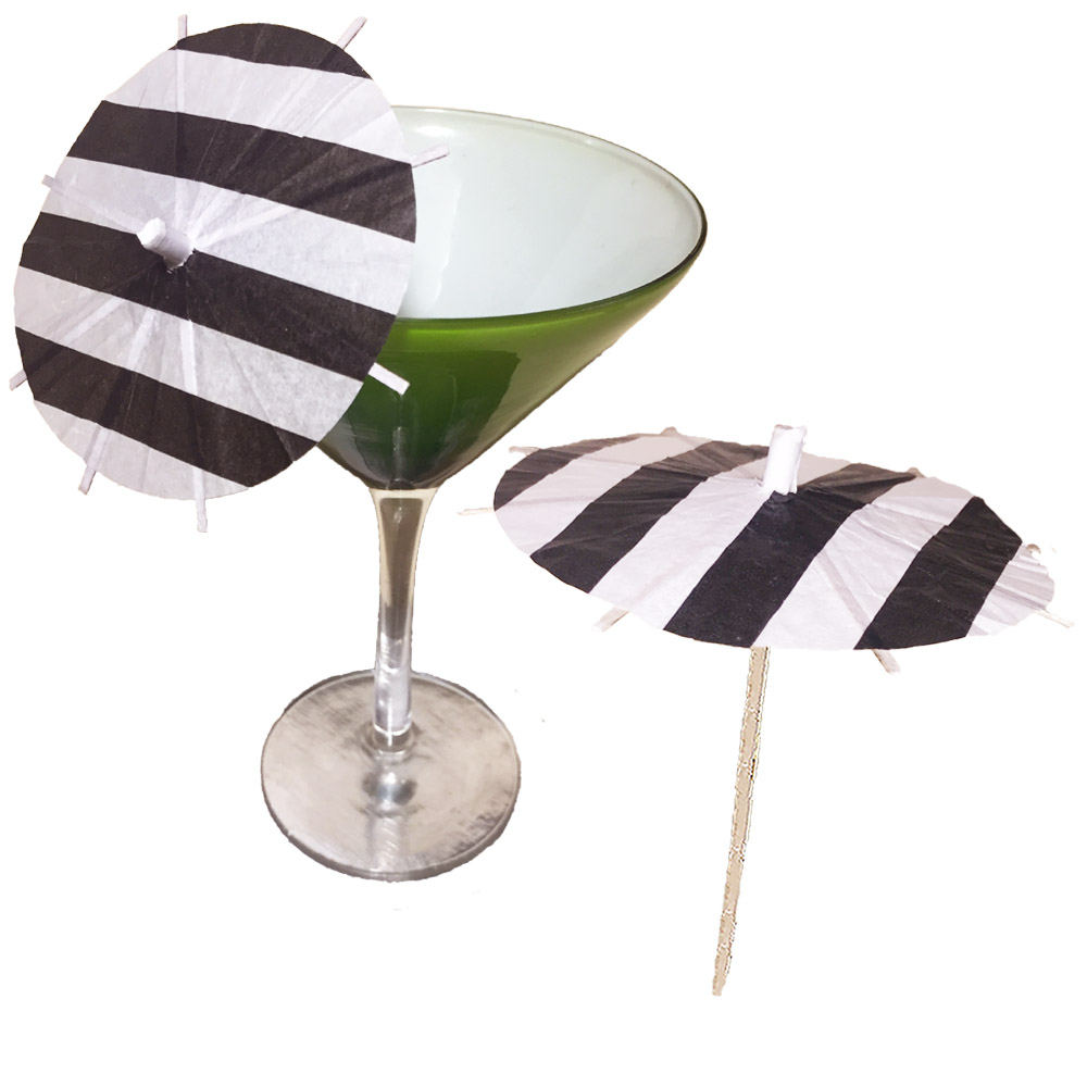 Black & White Stripe Cocktail Umbrellas