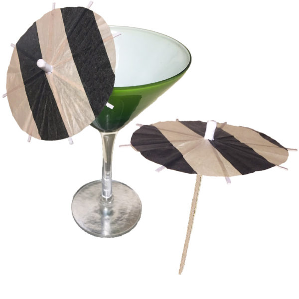 Black/Tan Cocktail Umbrellas