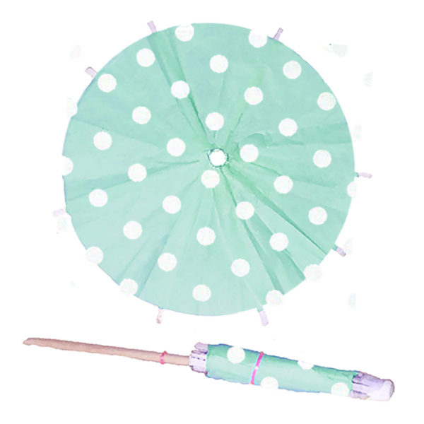 Green with White Polka Dots Cocktail Umbrellas