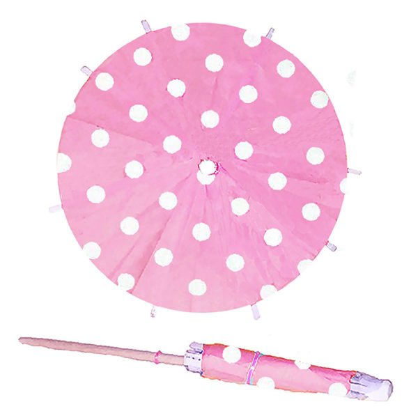 Pink with White Polka Dot Cocktail Umbrellas