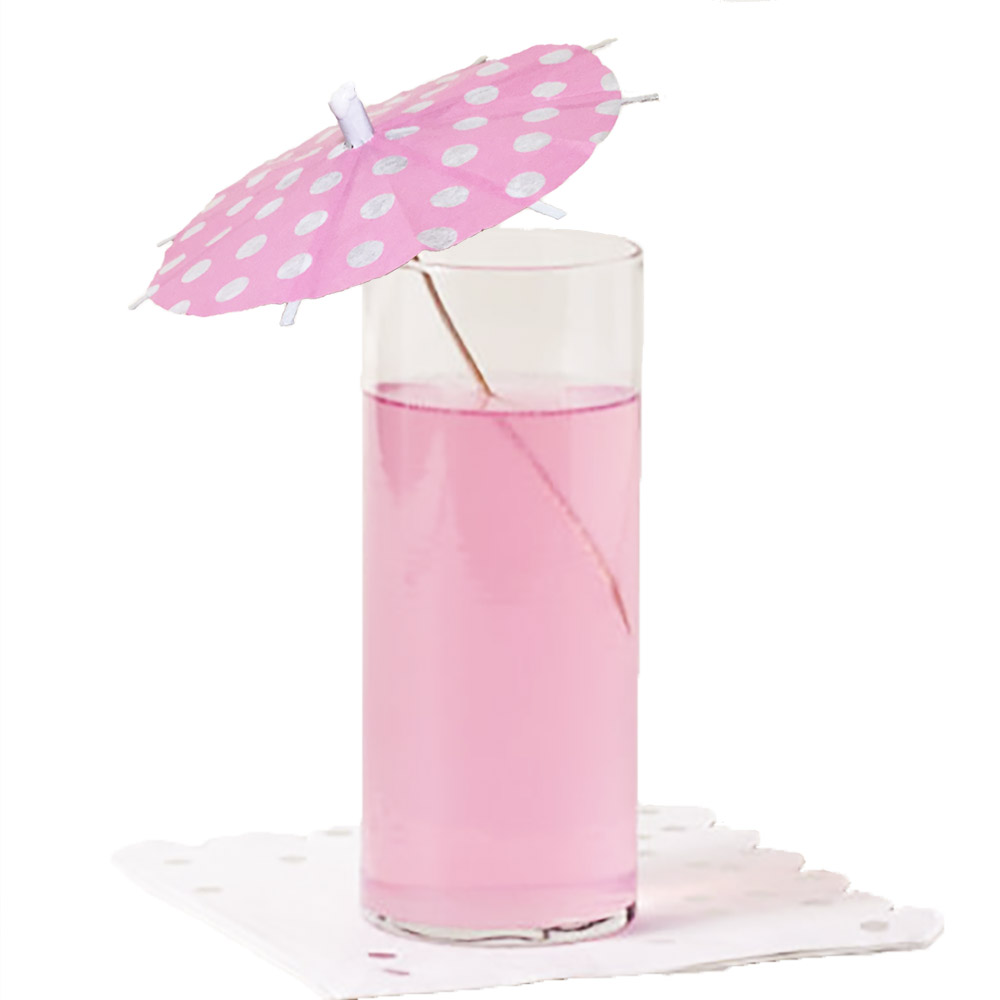 Pink With White Polka Dots Cocktail Umbrellas