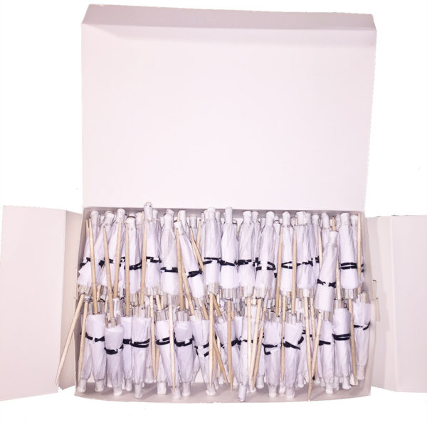 Boxed White Cocktail Umbrellas