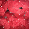Unfolded Red Cocktail Umbrellas