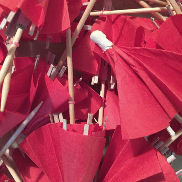 Semi Unfolded Red Cocktail Umbrellas