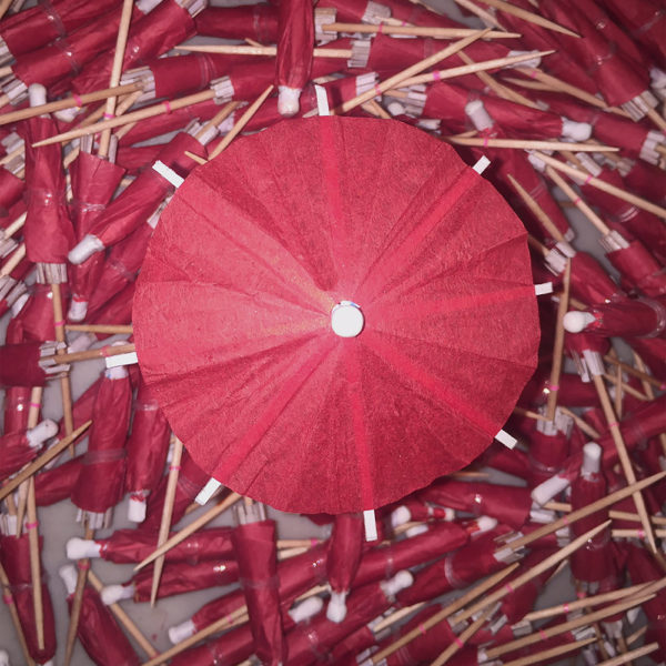 Unfolded with Closed Red Cocktail Umbrellas