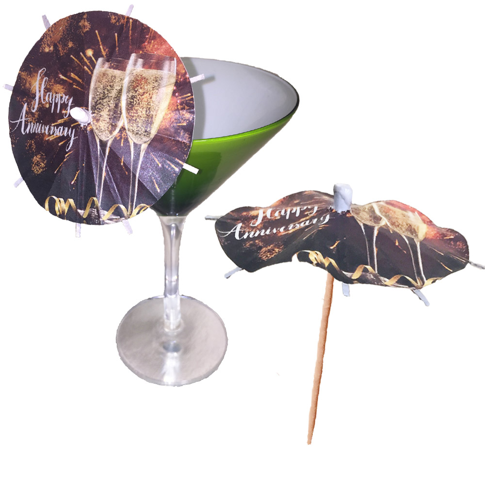 Champagne Anniversary Cocktail Umbrellas