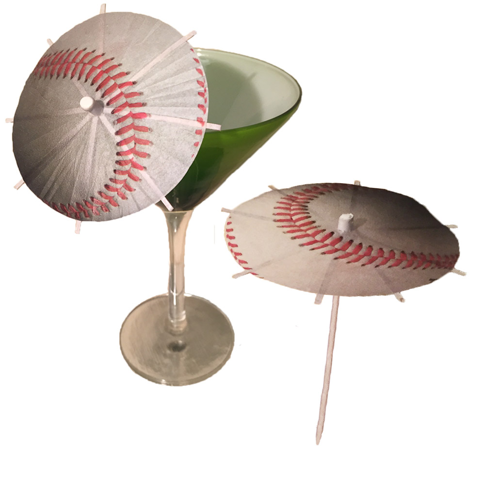 Baseball Cocktail Umbrellas