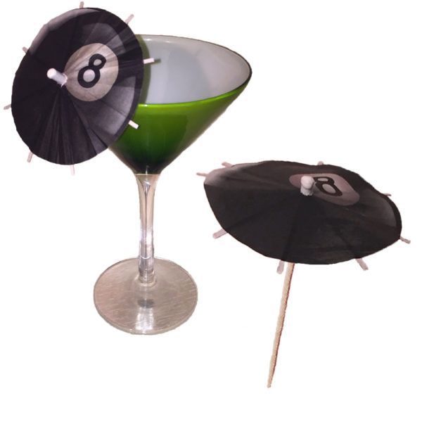 Billiard 8 Ball Cocktail Umbrellas