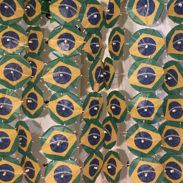 Brazil Flag Cocktail Umbrellas Aligned