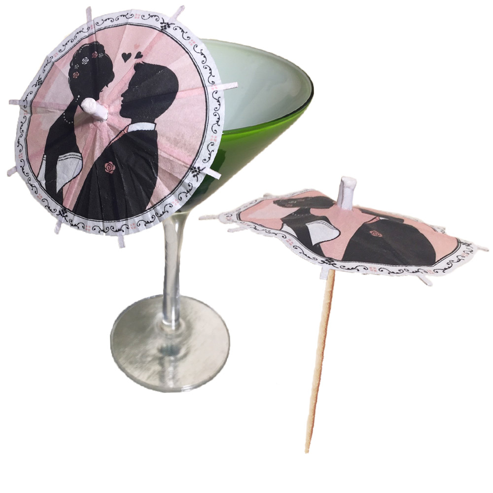 Closeup Wedding Cocktail Umbrellas