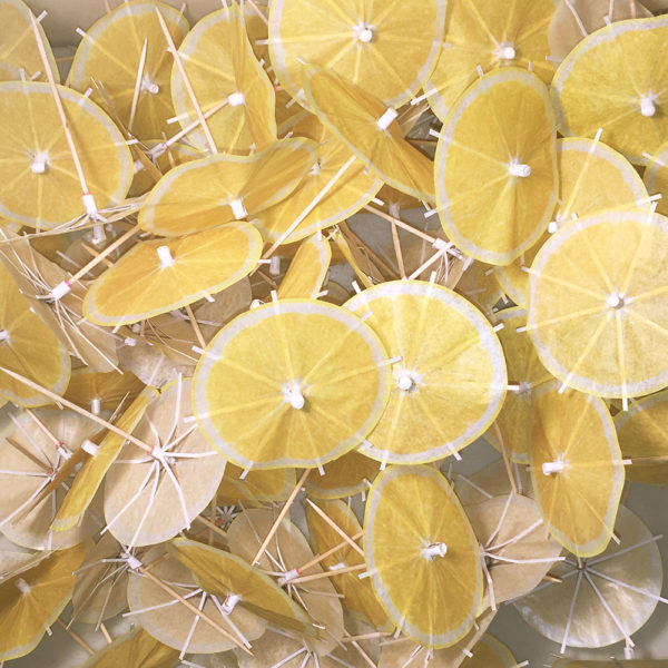 Lemon Cocktail Umbrellas Open Collage