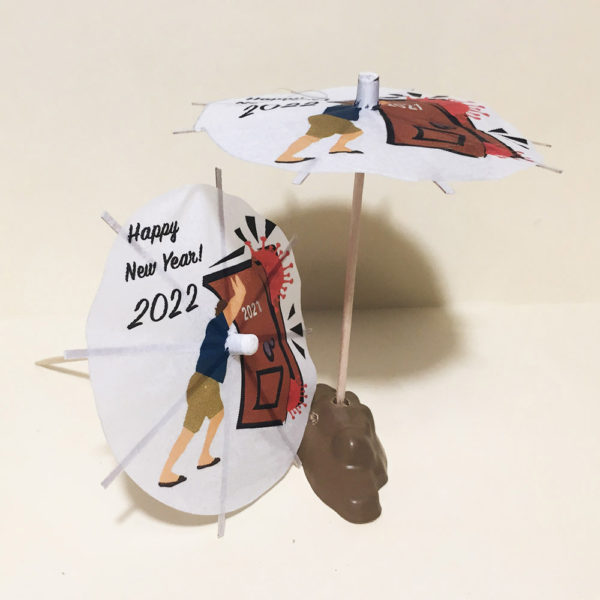 New Year Cocktail Umbrellas Angled Couple