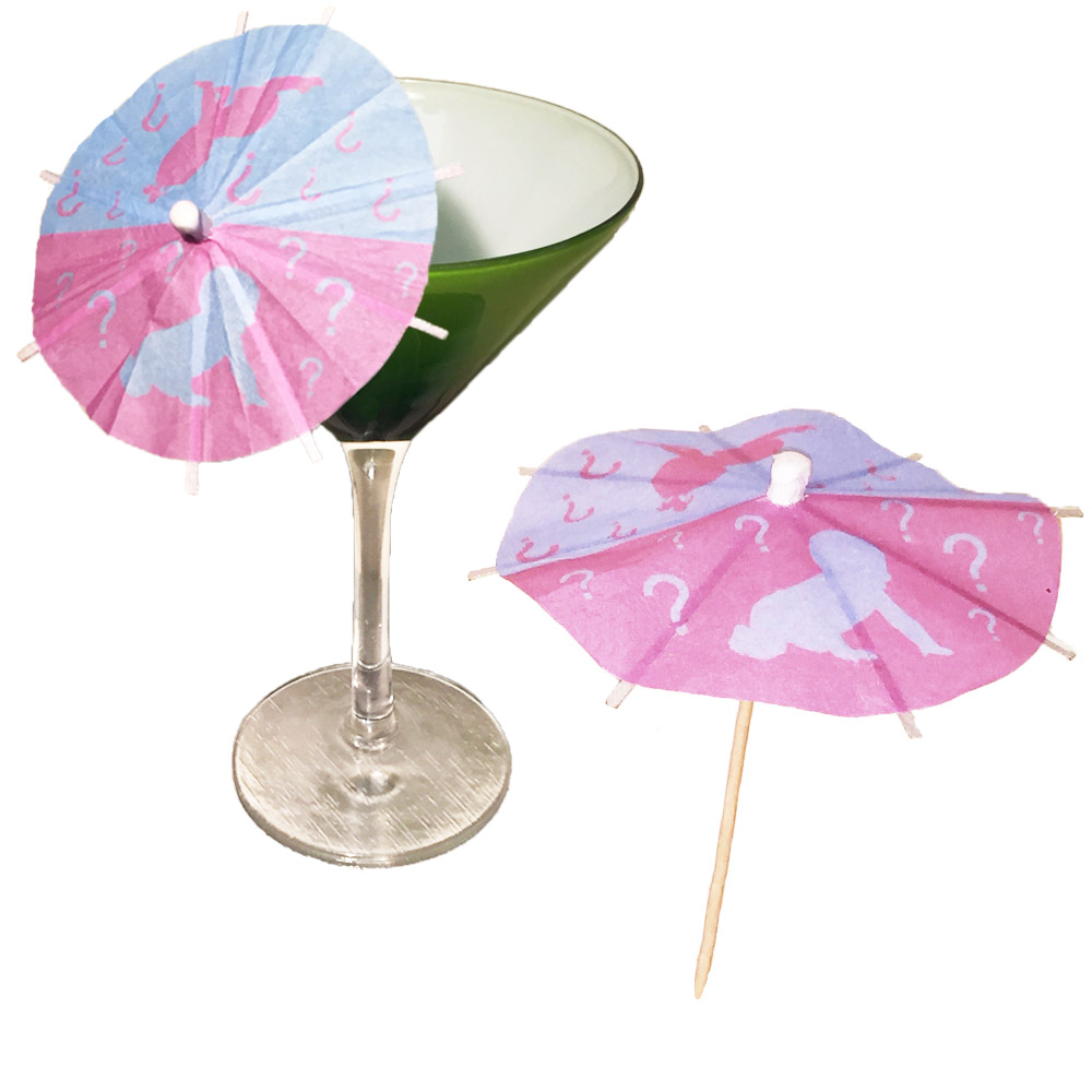Pre-Reveal Gender Reveal Cocktail Umbrellas