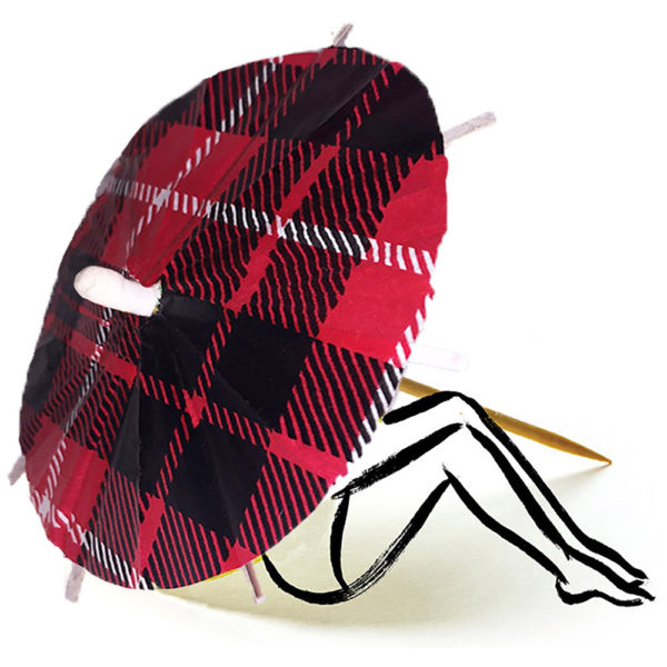 Scottish Plaid Cocktail Umbrella with Sketch