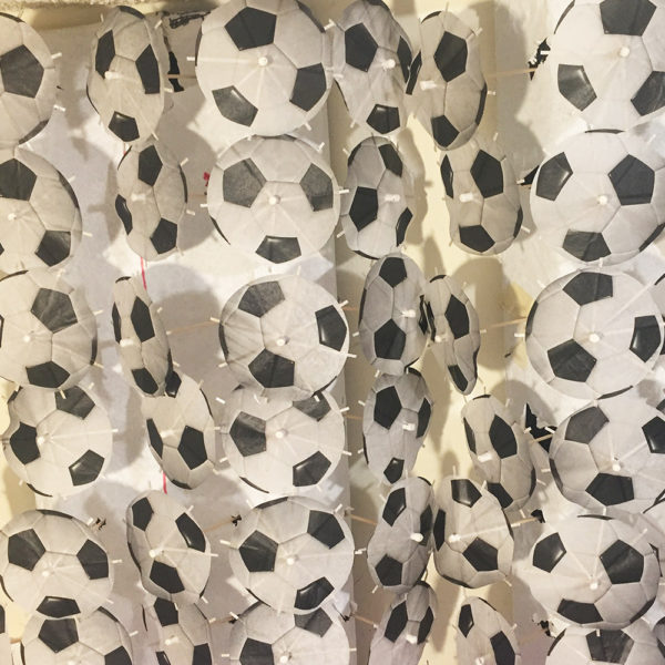Soccer Ball Cocktail Umbrellas Aligned