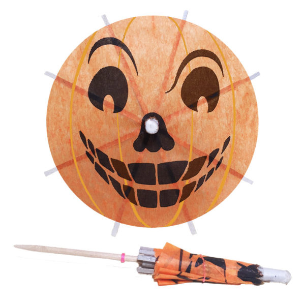 Pumpkin Faces Cocktail Umbrellas - Clown Face
