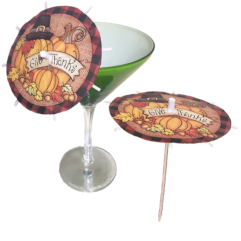 Give Thanks Cocktail Umbrellas
