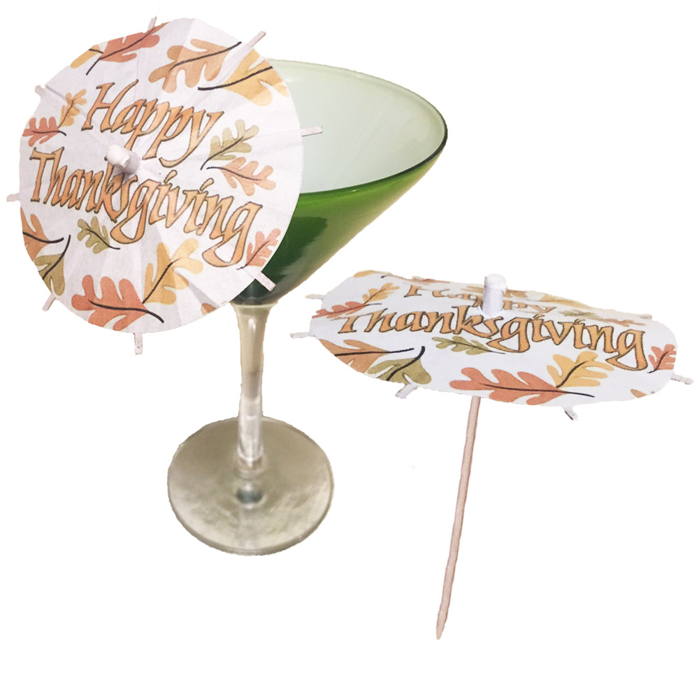 Happy Thanksgiving Cocktail Umbrellas