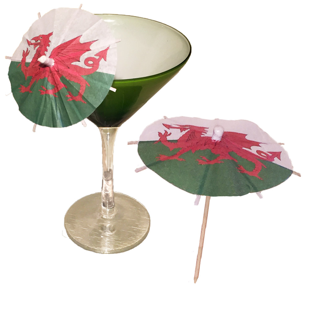 Wales Flag Cocktail Umbrellas