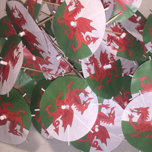 Wales Flag Cocktail Umbrellas Open Collage