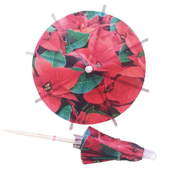 Poinsettias Christmas Cocktail Umbrella