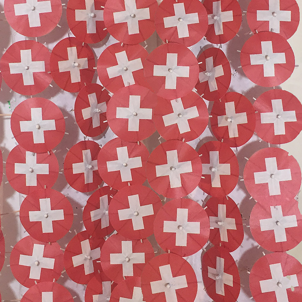 Switzerland Flag Cocktail Umbrellas Aligned